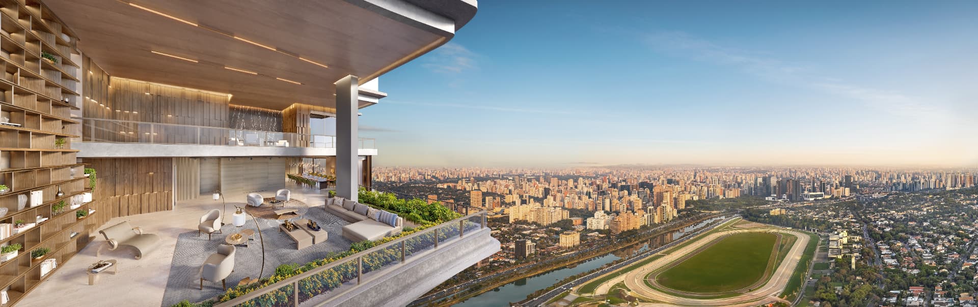 Perspectiva ilustrada · Terraço superior · Torre Milano